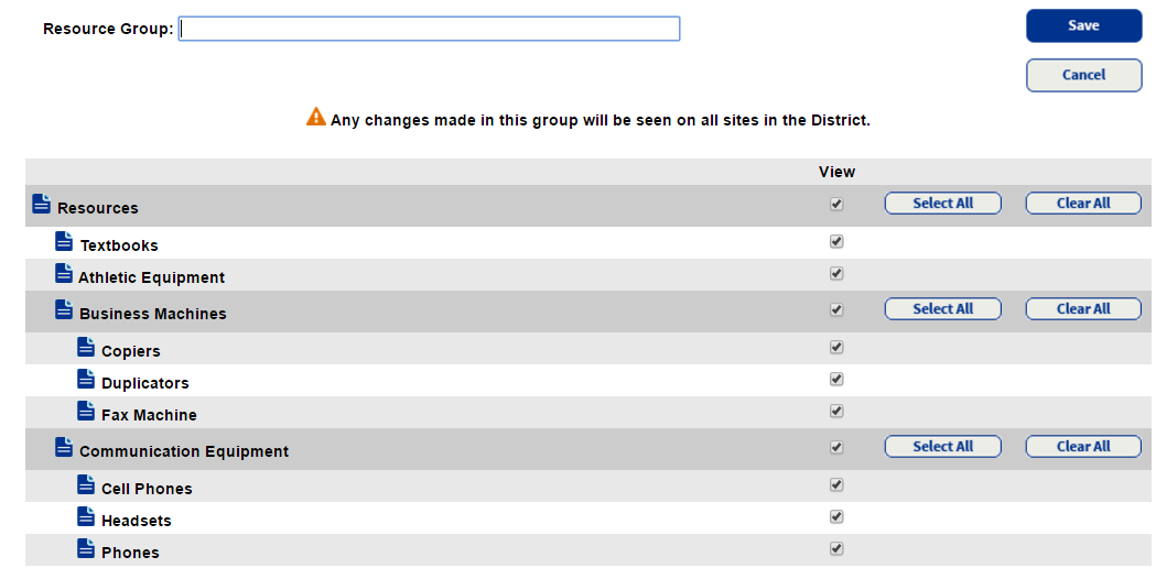 Resource tree with all checkboxes selected. 